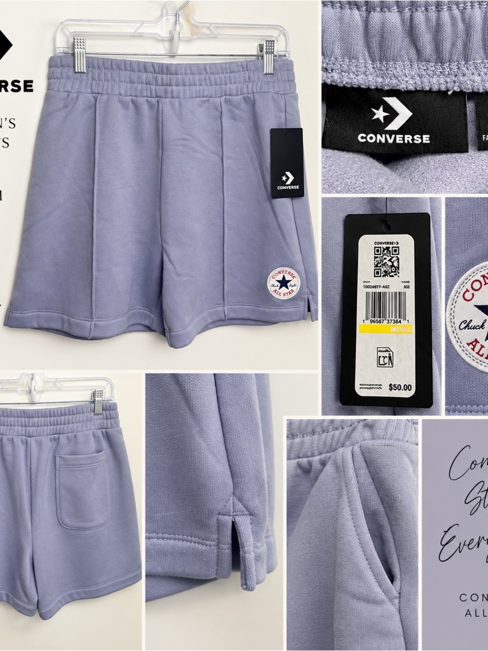 Converse Women's Lavender Elastic Waist Lounge Shorts